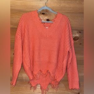 Coral orange knitted oversized sweater